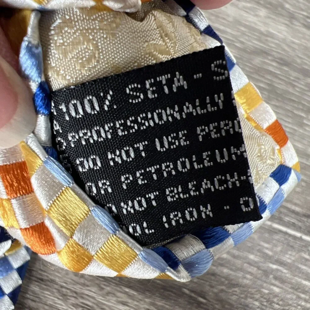 Missoni Cravatte Mens Luxury Silk Tie Blue Yellow Check Stripe Designer Colorful